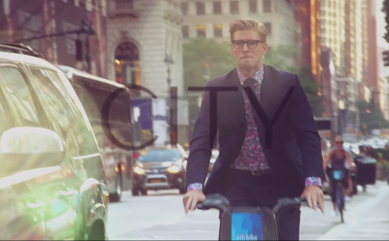 Kyle rides a CitiBike in the show’s intro.